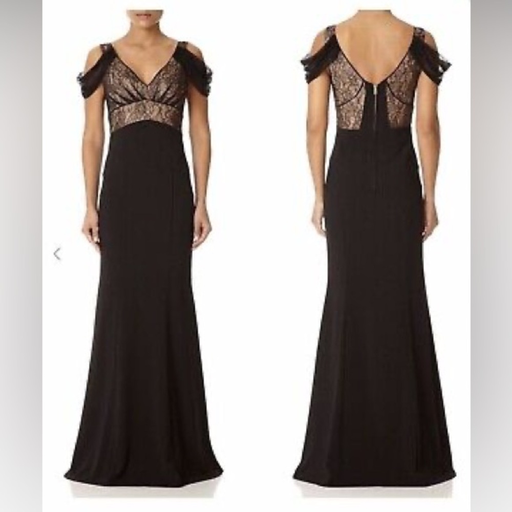 Forever Unique Nude & Black Lace Evening Dress